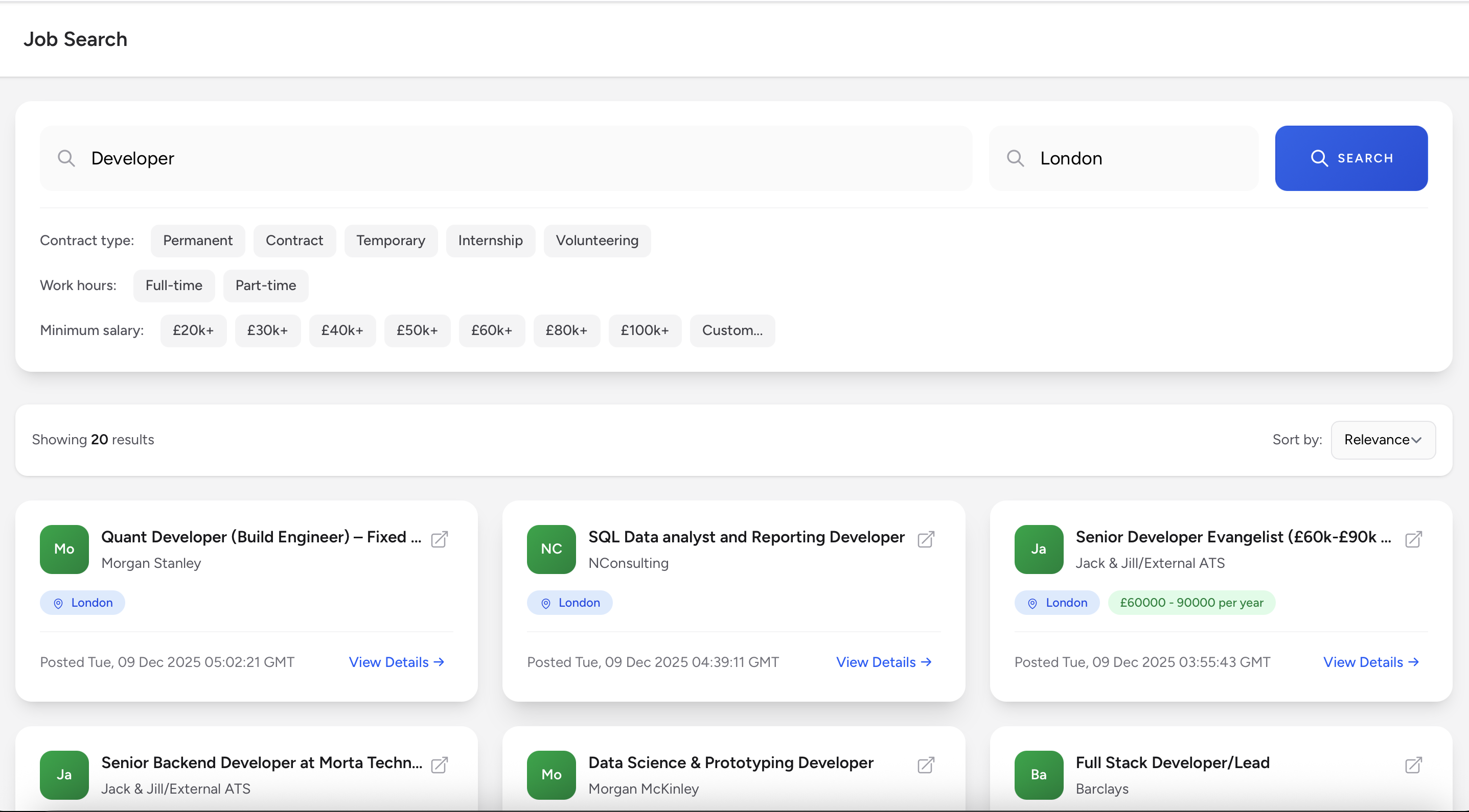 My Job Trackr Offer Comparison