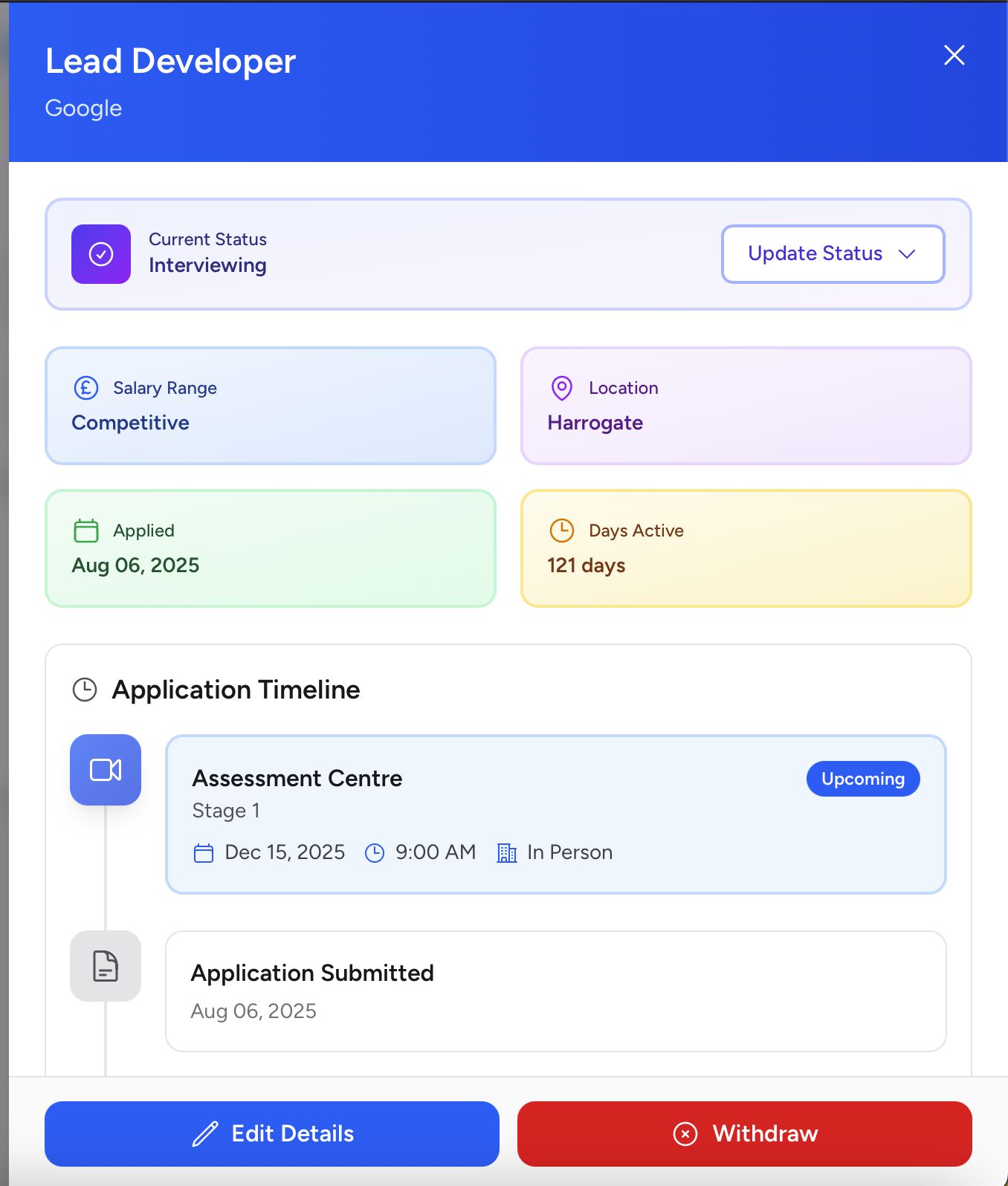 My Job Trackr Upcoming Interviews